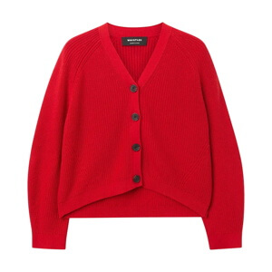 Whistles Red V Neck Cotton Cardigan